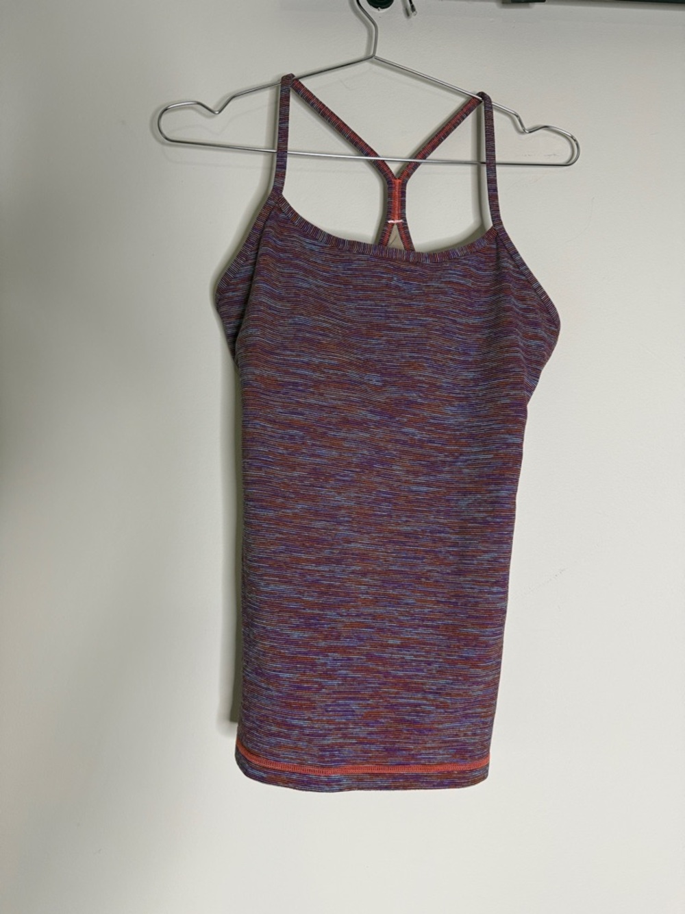 Lululemon Orange, Purple, & Light Blue Striped Power Y bra Tank Top size 8 y2k
